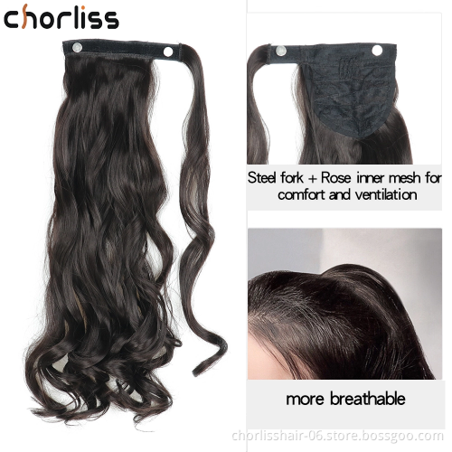 Wholesale Hot Sale Chorliss Natural Indian Virgin Cheveux Afro Curly Hair Ponytail For Black Women Synthetic Ponytail Extensions